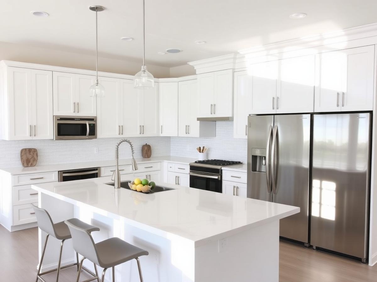 Designer kitchen with quartz island