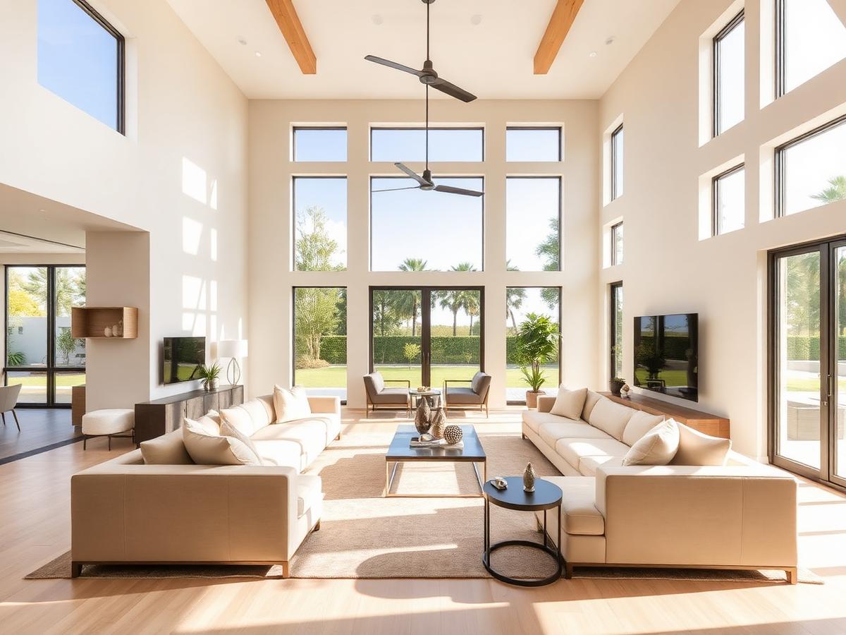 Open concept living room interior